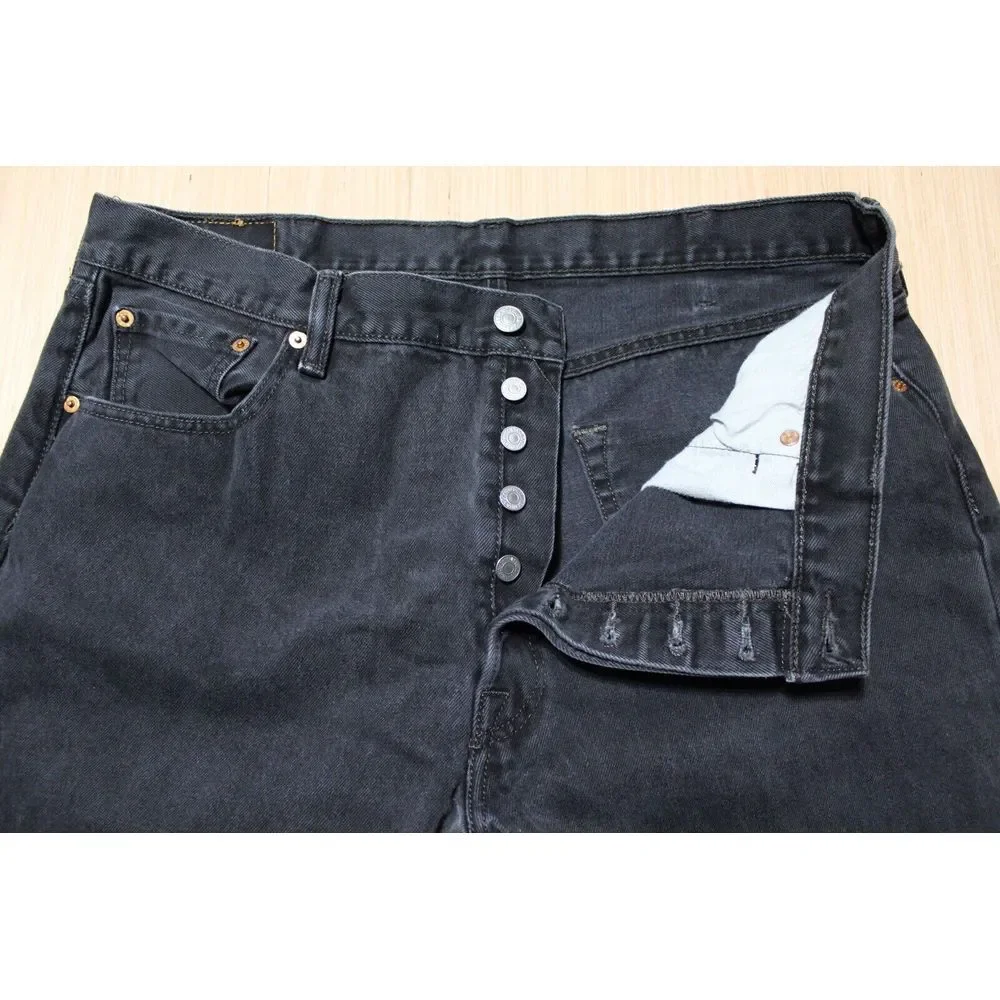 Levi's Jeans Mens 40x30 Black Denim 501 Orginal‎ Fit Stretch American Cowboy